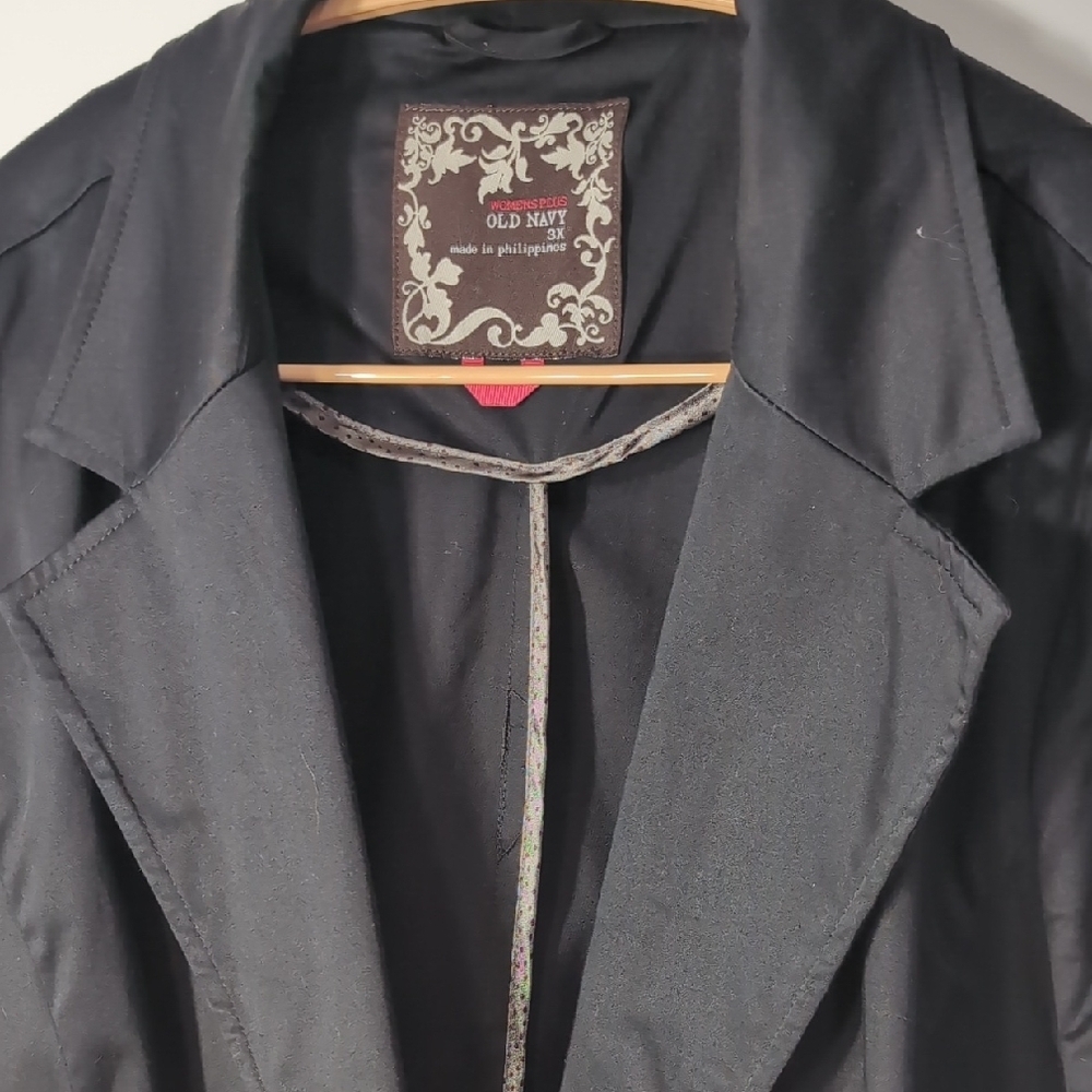 Old Navy | Cotton Stretch Classic Black Blazer Trench Coat Size 3X
